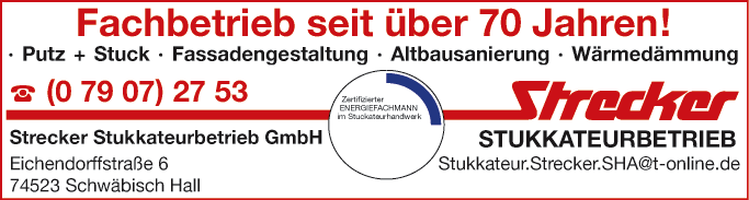 Anzeige Strecker Stukkateurbetrieb GmbH