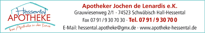 Anzeige Hessental Apotheke Inh. Jochen de Lenardis e.K.