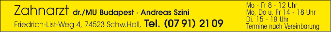 Anzeige Szini Andreas Dr.