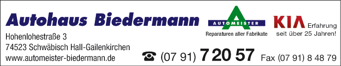 Anzeige Autohaus Biedermann