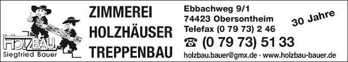 Anzeige Holzbau Bauer Siegfried GmbH