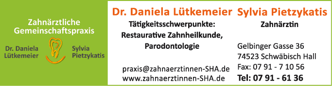 Anzeige Lütkemeier Daniela Dr., Pietzykatis Sylvia