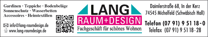 Anzeige Lang Raum + Design GmbH