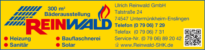 Anzeige Ulrich Reinwald GmbH Zentralheizungsbau