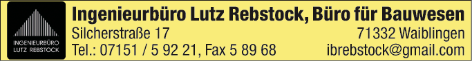 Anzeige Ingenieurbüro Rebstock Büro für Bauwesen