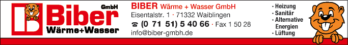 Anzeige Biber Wärme + Wasser GmbH Heizung-Lüftung