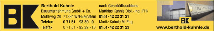 Anzeige Kuhnle Berthold Bauunternehmung GmbH & Co.