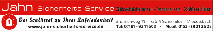 Anzeige JAHN Sicherheits-Service & Schlüsseldienst