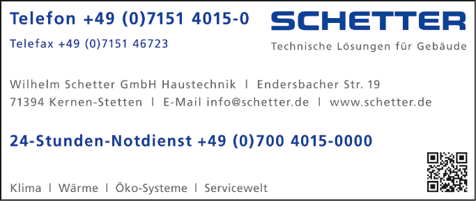 Anzeige Heizung Schetter GmbH