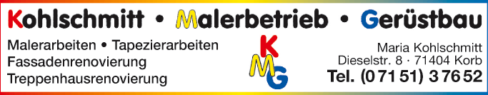 Anzeige Kohlschmitt Malerbetrieb-Gerüstbau