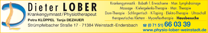 Anzeige Dieter Lober Krankengymnastik/Physiotherapeut