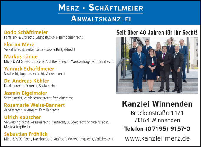 Anzeige Merz, Schmid, Schäftlmeier & Kollegen