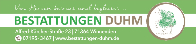 Anzeige Bestattungen Duhm GmbH