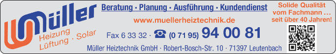 Anzeige Müller Heiztechnik GmbH
