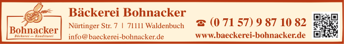 Anzeige Bäckerei Bohnacker