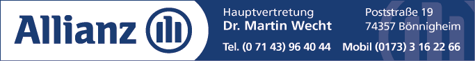 Anzeige Allianz Hauptvertretung Dr. Martin Wecht