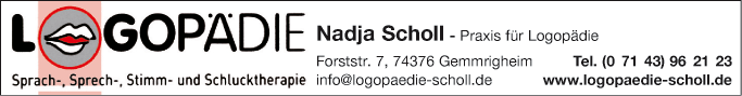 Anzeige Praxis für Logopädie Nadja Scholl