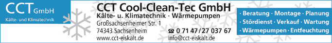 Anzeige CCT Cool-Clean-Tec GmbH Kälte- Klimatechnik