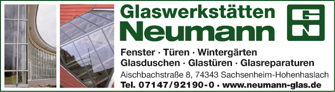 Anzeige Glaswerkstätten Neumann Glas-und Metallbau