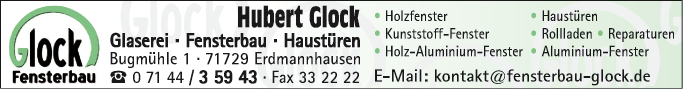Anzeige Hubert Glock Fensterbau - Glaserei