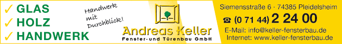 Anzeige Fensterbau Keller GmbH