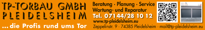 Anzeige TP Torbau GmbH Pleidelsheim