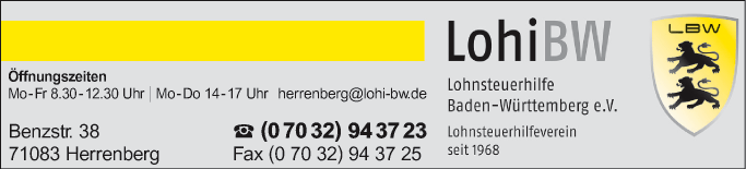 Anzeige Lohnsteuerhilfe Baden-Württemberg e.V.