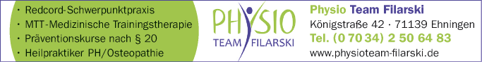 Anzeige Physio Team Filarski