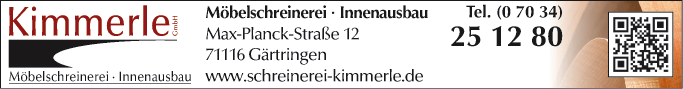 Anzeige Schreinerei Kimmerle GmbH
