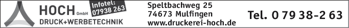 Anzeige Hoch GmbH Druck + Werbetechnik