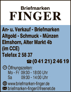 Anzeige Briefmarken Finger