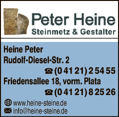 Anzeige Steinmetzbetrieb Peter Heine Steinmetzmeister u. Gestalter