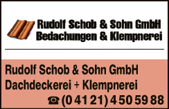 Anzeige Rudolf Schob & Sohn GmbH, Dachdeckerei und Klempnerei,