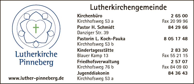 Anzeige Ev.-Luth. Lutherkirchengemeinde Pinneberg