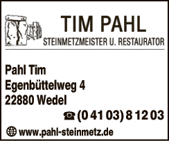 Anzeige Pahl Tim Steinmetz- und Steinbildhauermeister