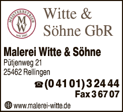 Anzeige Witte & Söhne GbR Malermeister