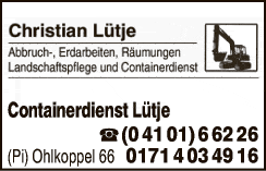 Anzeige Lütje Christian Containerdienst