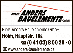 Anzeige Anders Niels Bauelemente GmbH Bauelementehandel