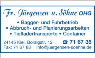 Jürgensen u. Söhne oHG. Baggerarbeiten in Kiel - Logo