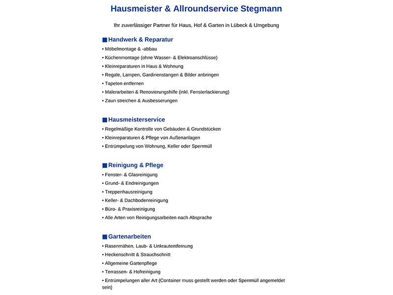 Hausmeister und Allroundservice aus Lübeck Hausmeister und Allroundservice aus Lübeck