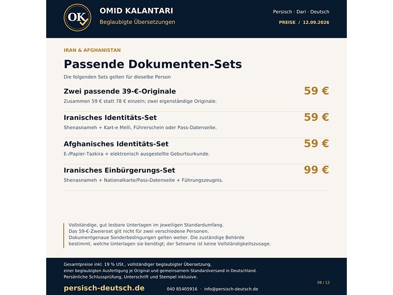Dokumenten-Sets: zwei passende Originale 59 €