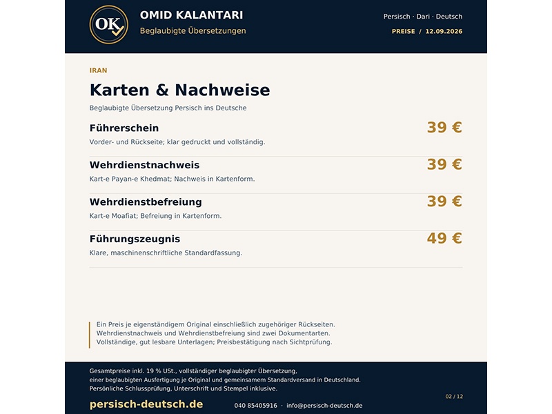 Iran: Führerschein & Wehrdienstkarten