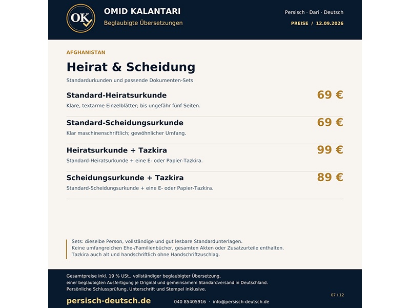 Afghanistan: Heirat & Scheidung