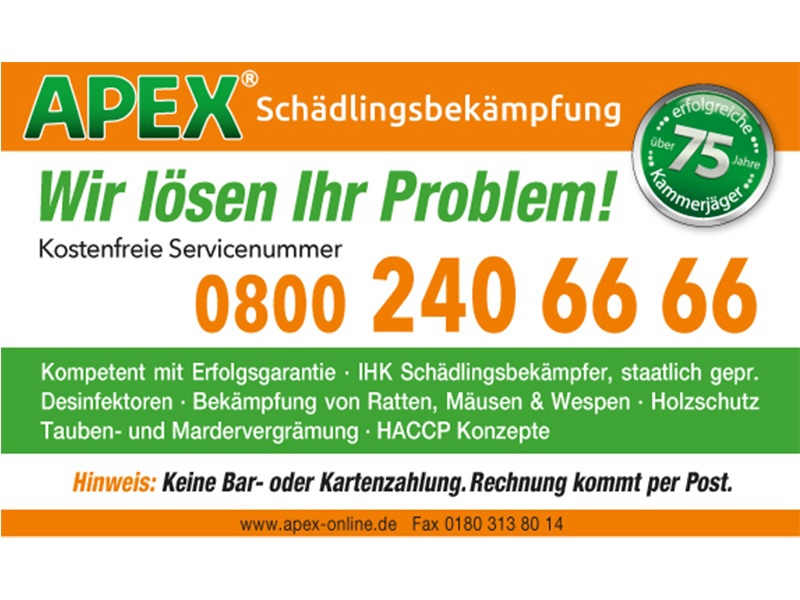 APEX Schädlingsbekämpfung aus Köln APEX Schädlingsbekämpfung aus Köln