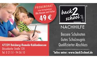 back2school Nachhilfe Duisburg-Rumeln-Kaldenhausen in Rumeln-Kaldenhausen Stadt Duisburg - Logo